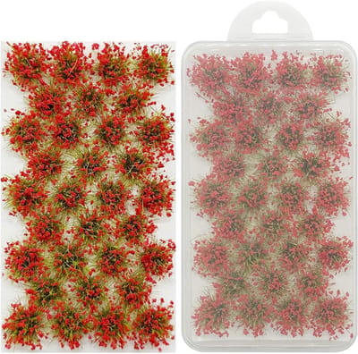 32 Stuks Rode Kunstgras voor Modelbouw, Static Grass voor Spoorwegen en DIY Landschappen