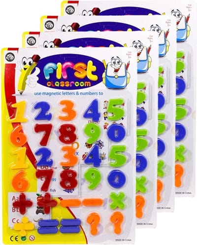 Concorde Magnetische cijfers/rekenen set - 4x - regenboog kleuren - 4 cm