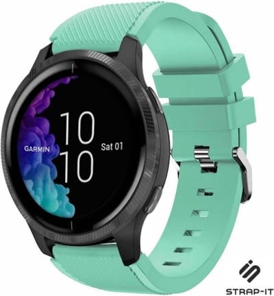 Strap-it Smartwatch siliconen bandje - geschikt voor Garmin Venu / Venu SQ / Vivomove HR / Forerunner 245 / 570 - 42mm / 645 - aqua