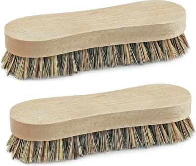 Sorex Schrobborstel achtvorm - 2x - hout - natuurlijke vezels - 17 x 5 cm - voor diverse oppervlaktes - schoonmaakborstel