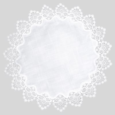 Dailygoods- Tafeldeksel 60 cm - Ronde Tafelkleed - Polyester met Kant - Tafeldecoratie - Eettafel - Koffietafel Topper
