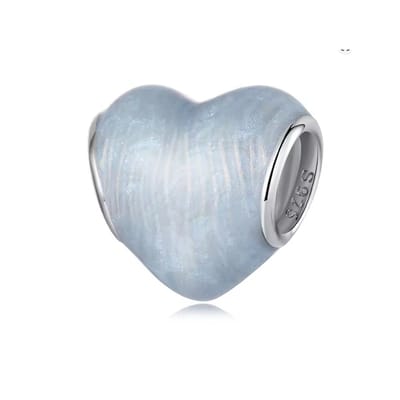 RomyStones – Lichtblauwe Hart Bedel – 925 Sterling Zilver – Bedel voor je Bedelarmband