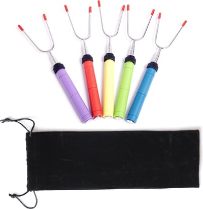 Uitschuifbare barbeque spiezen (5x) | 25cm tot 86cm | Grillspiezen - Vleespennen - vleesspies - vleesvork | Marshmallow spiesen) | BBQ accessoires - kampvuur sticks