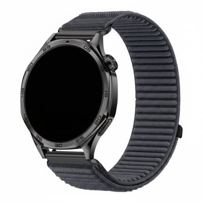 Nylon bandje - geschikt voor Garmin Vivoactive 4 / Venu 4 (45mm) / Venu 3 / 2 / Forerunner 255 / Forerunner 265 / 570 (47mm) en Polar Vantage M / M2 / V3 / Grit X (Pro) - ribbel - donkergrijs
