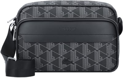 LACOSTE Schoudertas The Blend Reporter Bag Monogram Noir Gris Zwart