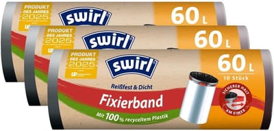 3x Extra Sterke Vuilniszakken 60L met Bevestigingsband (30 stuks)