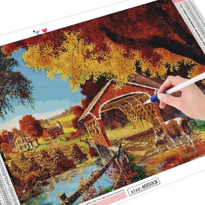 5D Diamond Painting schilderachtige boerderij Decor Diamond borduurwerk landschap volledige ronde mozaïek 20X30 gray