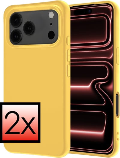 Hoesje - 2 Stuks - Geschikt voor Apple iPhone 17 Pro Max - Sterk & Shockproof - Case Siliconen - Back Cover - Telefoon Hoes - Geel