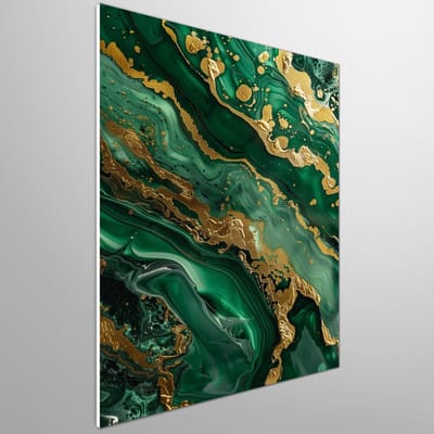 Goud en groen | Schitterend goud en sprankelend groen vormen een betoverend geheel | Kunst - 60x90 centimeter op Forex | Foto op Forex