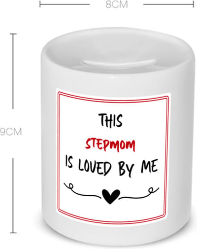 Akyol - this stepmom is loved by me Spaarpot - Mama - iemand die houdt van zijn stiefmoeder - moeder cadeautjes - moederdag - verjaardag - geschenk - kado - 350 ML inhoud