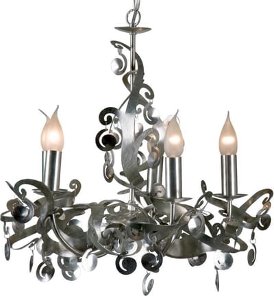 Hanglamp Mila 5 Ø54cm - geborsteld zilver - 5x60w E14