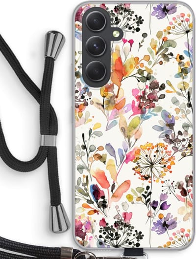 Case Company® - Hoesje met koord geschikt voor Samsung Galaxy A54 hoesje met Koord - Wilde grassen - Telefoonhoesje met Zwart Koord - Bescherming aan alle Kanten en Over de Schermrand