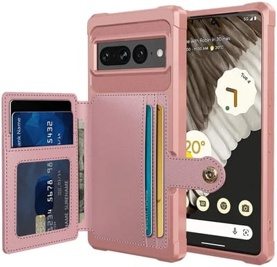 Portemonnee Hoesje Geschikt voor de Google Pixel 7 Pro - Back Cover met Pasjeshouder - Telefoonhoesje voor Pinpas - Kaarthouder op Achterkant - Case met Magneet voor Auto Houder Roze