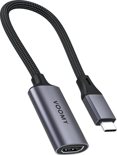 Voomy USB C naar HDMI Adapter - 4K 60hz - Gevlochten Kabel - Thunderbolt 3 - Space Grey
