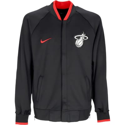 Heren college lichtgewicht sweatshirt Nba City Edition Dri-fit Showtime L/s jack met volledige ritssluiting Miahea zwart/fit zilver/universiteitsrood