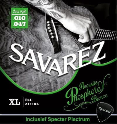 Savarez A140XL Premium Gitaarsnaren Voor De Akoestische Gitaar Met Specter Plectrum | Snarenset | Akoestisch | Stalen Snaren