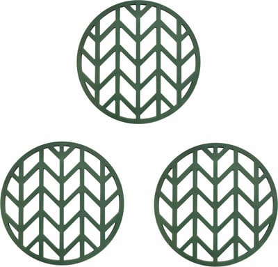 Krumble Pannenonderzetter - Set van 3 - Pannenonderzetter hittebestendig - Pannenonderzetter Siliconen - Pannenonderzettters - Pijlen patroon - Diameter 14 - Groen