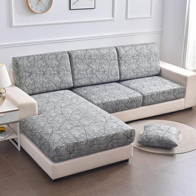 Bedrukte bankzitkussenhoes elastische huisdieren kinderwoonkamer bloemen stretch wasbaar afneembare hoes meubelbeschermer M1 ( 45-60cm ) 1pc gray