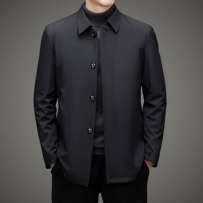 Winter Nieuwe Heren Thermische Katoen-Gevoerde Kleding Jas Business Casual Papa Kleding Verdikt Herenkleding Jas en Trenchcoat Tide M black