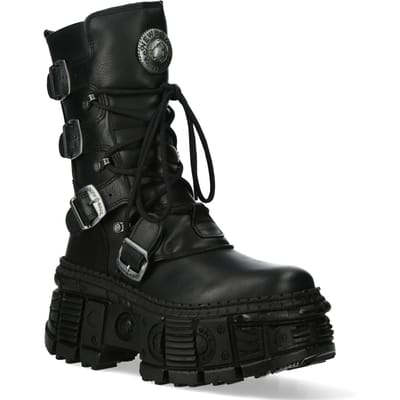 New Rock halfhoge leren Goth-laarzen-WALL373-S5