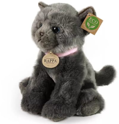 Rappa ECO knuffel kat 25 cm - realistische knuffel van recyclede PET flessen - grijs
