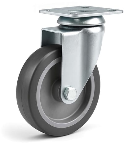 Zwenkwiel met plaat - Transportwiel draaibaar - Zware lasten verplaatsen - Geluidsarm kunststof wiel - 75 mm diameter - zwart