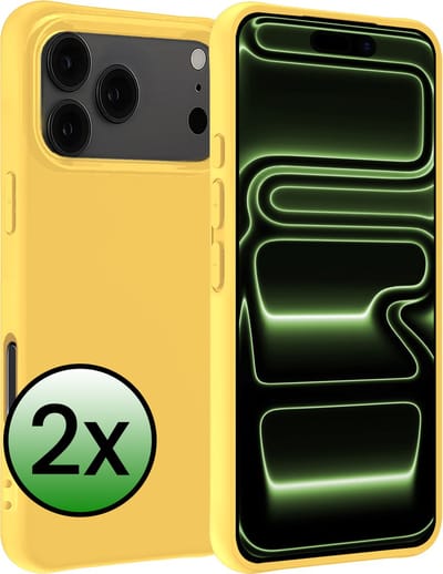 Hoesje 2 Stuks - Geschikt voor Apple iPhone 17 Pro Max / 18 Pro Max - Sterk & Shockproof - Case Siliconen - Back Cover - Telefoon Hoes - Geel