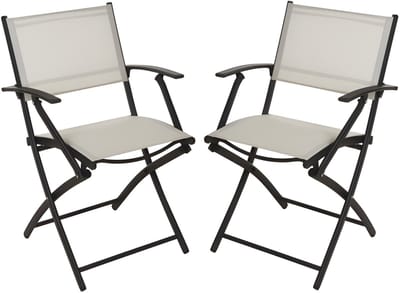 Redcliffs Klapstoel - 2x - beige - opklapbaar - 46 x 52 x 85 cm - staal/polyester - campingstoel/tuinstoel