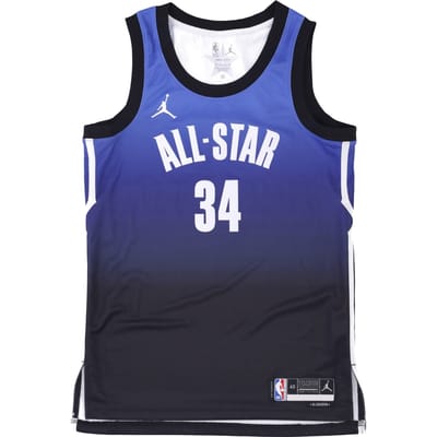 Basketbaltanktop voor heren Nba Dri-fit Swingman Jersey nr. 34 Giannis Antetokounmpo All Star Game 23 Sapphire
