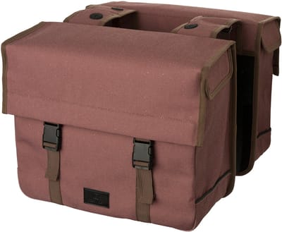 Fastrider Celo - Dubbele Fietstas - 34L - Bruin - Waterafstotend Washed Canvas - Snelsluiting - MIK Systeem - Reflectie