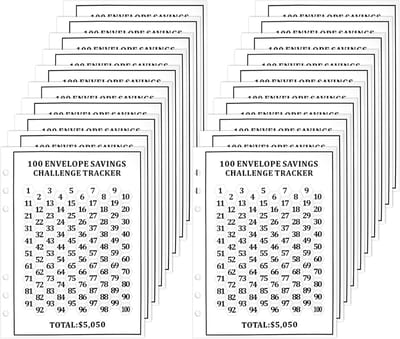 20Pcs Geldbesparingsuitdaging Tracker Bladen - Enveloppen Uitdaging Binder Cash Vul Trackers - Langetermijn Geldbesparingsplan Bladen voor Familie en Kinderen Geschenk
