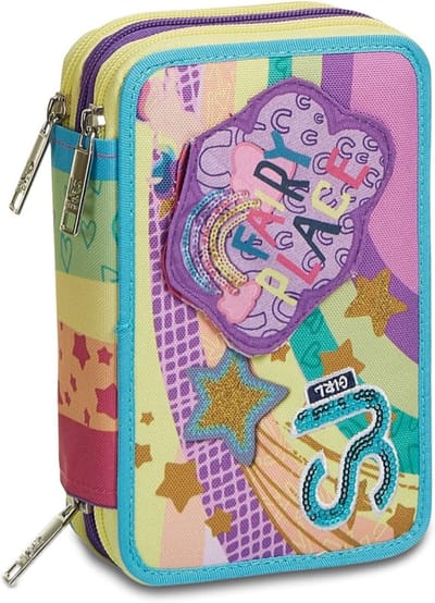 Pennenetui met Drie Ritsen - Multicolor Meisjes Pennenhouder