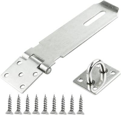 Zware RVS Deur Hasp met Beugel – 5 Inch Slothasp voor Schuur, Poort en Kast – Inclusief Bevestigingsmateriaal
