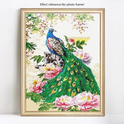 Peinture de diamant à faire soi-même, broderie complète de paon d'animaux ronds, image en strass, vente 20X30 gray