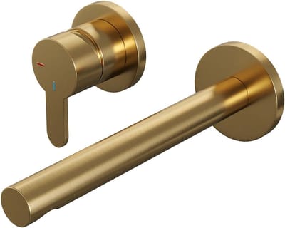 Brauer Gold Edition inbouw wastafelmengkraan met rechte uitloop en rozetten model D2 goud geborsteld PVD