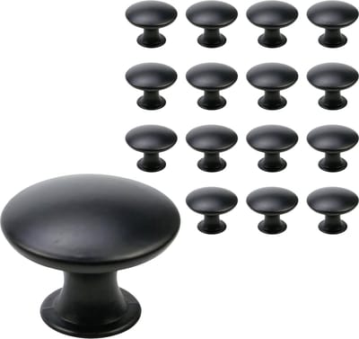 Somstyle Kastknoppen Set - 16 Stuks - Ø 30 MM - Deurknoppen voor Kasten - Meubelknop - Handgreep - Zwart