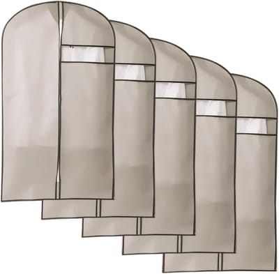 Hangende Kledinghoezen - Kleding Beschermers - Garderobe Organiseren - Transparant Venster - 60x90cm - Beige