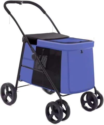 Huisdier Kinderwagen - Hondenbuggy Kattenwagen - Comfortabel Vervoer - Robuust Koolstofstaal Frame - 40 KG Draagvermogen - Zwart