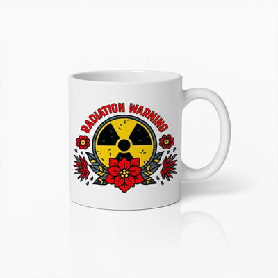 Radiation Warning Mok 330ml – Stoere Gele Waarschuwingssymbool Koffiebeker – Uniek Grappig Cadeau voor Wetenschapsliefhebbers & Ingenieurs