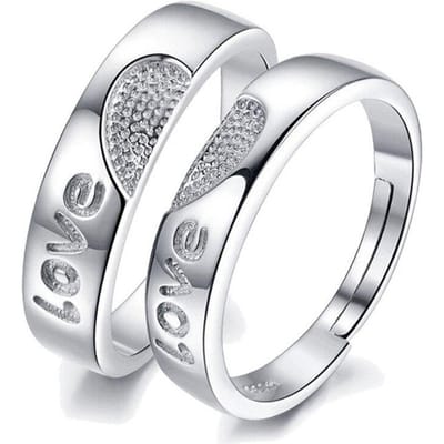 Hartvormige Bijpassende Ringen voor Koppels voor Dames Heren Open Verstelbare Vriendschap Stapelbare Ring Sets Eenvoudige Ring Sieraden white