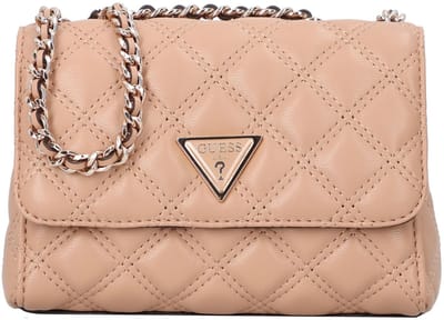 GUESS schoudertas Giully II Mini Compound Convertible Flap Bag Beige Lichtbruin