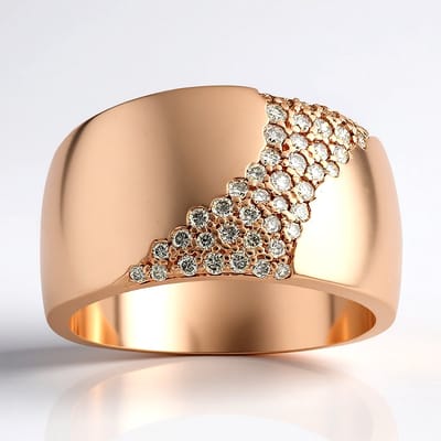 Cavill - Zilveren Damesring - 925 Sterling Zilver Roségoud Verguld - 44 I1 Argyle Rose de France Diamanten Pavé - Briljant Geslepen Elegante Ring