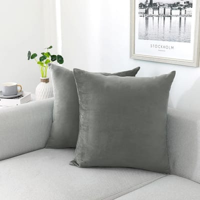 Decoratieve Kussenslopen Fluweel Grijs 40x40 cm Set van 2 voor Bank en Woonkamer