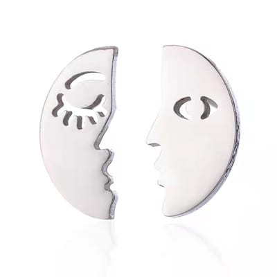 Gading® Oorknopjes - RVS dames maan Oorknoppen-4mm 12mm- zilver