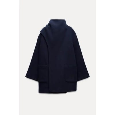 Damesjack met lange mouwen en zakken, effen kleur, herfst warm, onregelmatige cape, losse jas, nieuwe street outerwear M black