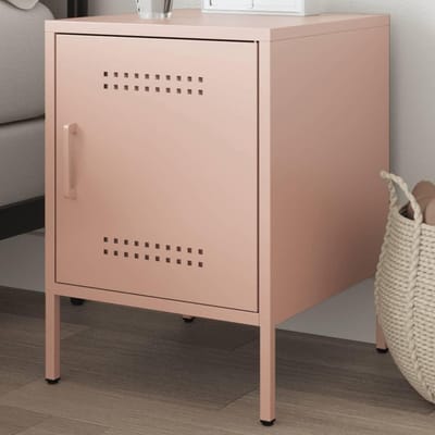 Nachtkastje Staal - Industrieel Meubel - Opbergen Slaapkamer - Stabiele Constructie - 50.5 cm Hoog - Roze