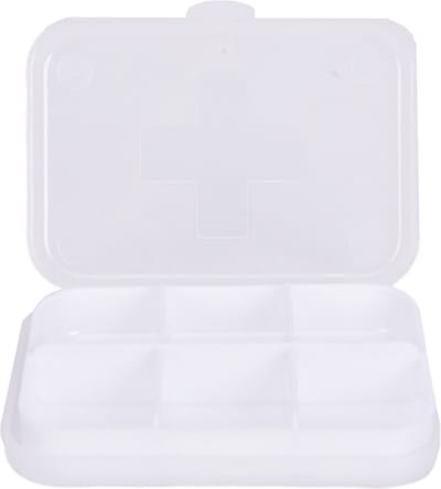 Cabantis Mini Pillendoosje 6 Vakjes - Mini-Pillen Organizer - Mini-Medicijn Doosje - 8,8x6,5x2cm - Wit