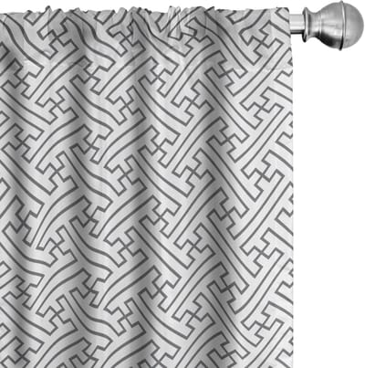 ABAKUHAUS grijs-witte gordijnen – 2-delige set 75x175 cm, microvezel, halfverduisterend