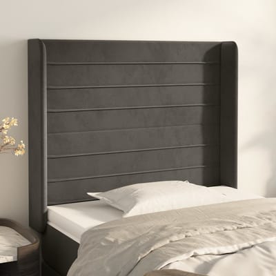 vidaXL - Hoofdbord - met - randen - 83x16x118/128 - cm - fluweel - donkergrijs