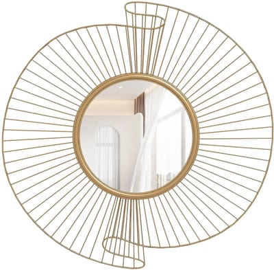 Ronde wandspiegel met goudkleurig metalen frame - decoratieve spiegel voor hal, slaapkamer en woonkamer - 60 cm